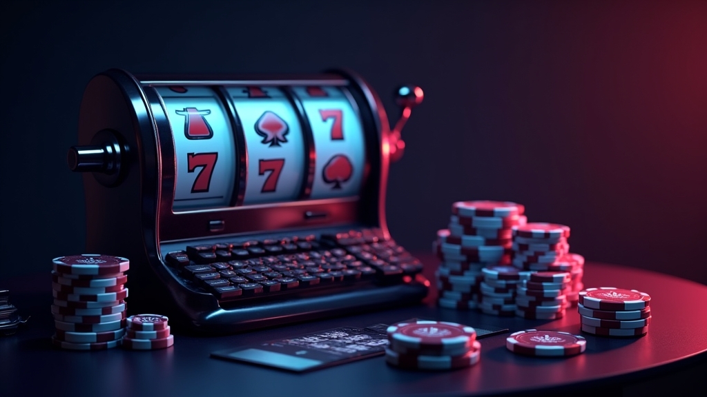 Slot com ícones de pagamento e métodos bancários em ambiente de casino escuro